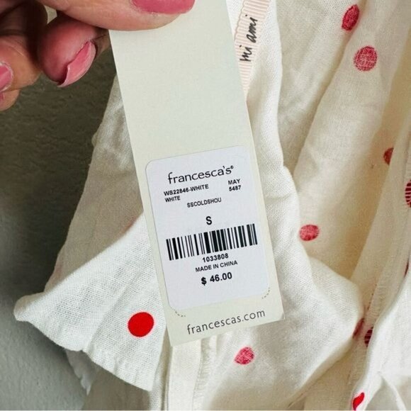 Miami Piper Cold Shoulder Polka Dot Blouse Size Small - Picture 7 of 8